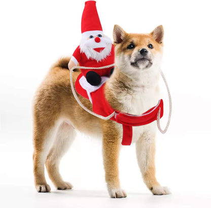 Clearance Christmas Dog Costume Funny Dog Christmas Santa Claus Costume Riding on Dog Pet Cat Christmas Holiday Outfit Pet Christmas Clothes Dressing up for Halloween Christmas Party(Large) Pet's Supplies |