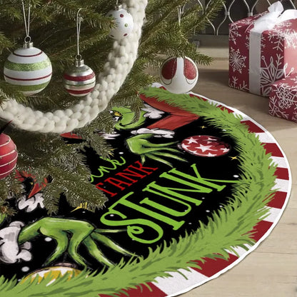 The Grinch Christmas Tree Skirt for Xmas Holiday Party Decorations,48Inch Grinch Decorations Gifts Funny Home Decor Pet's Supplies |