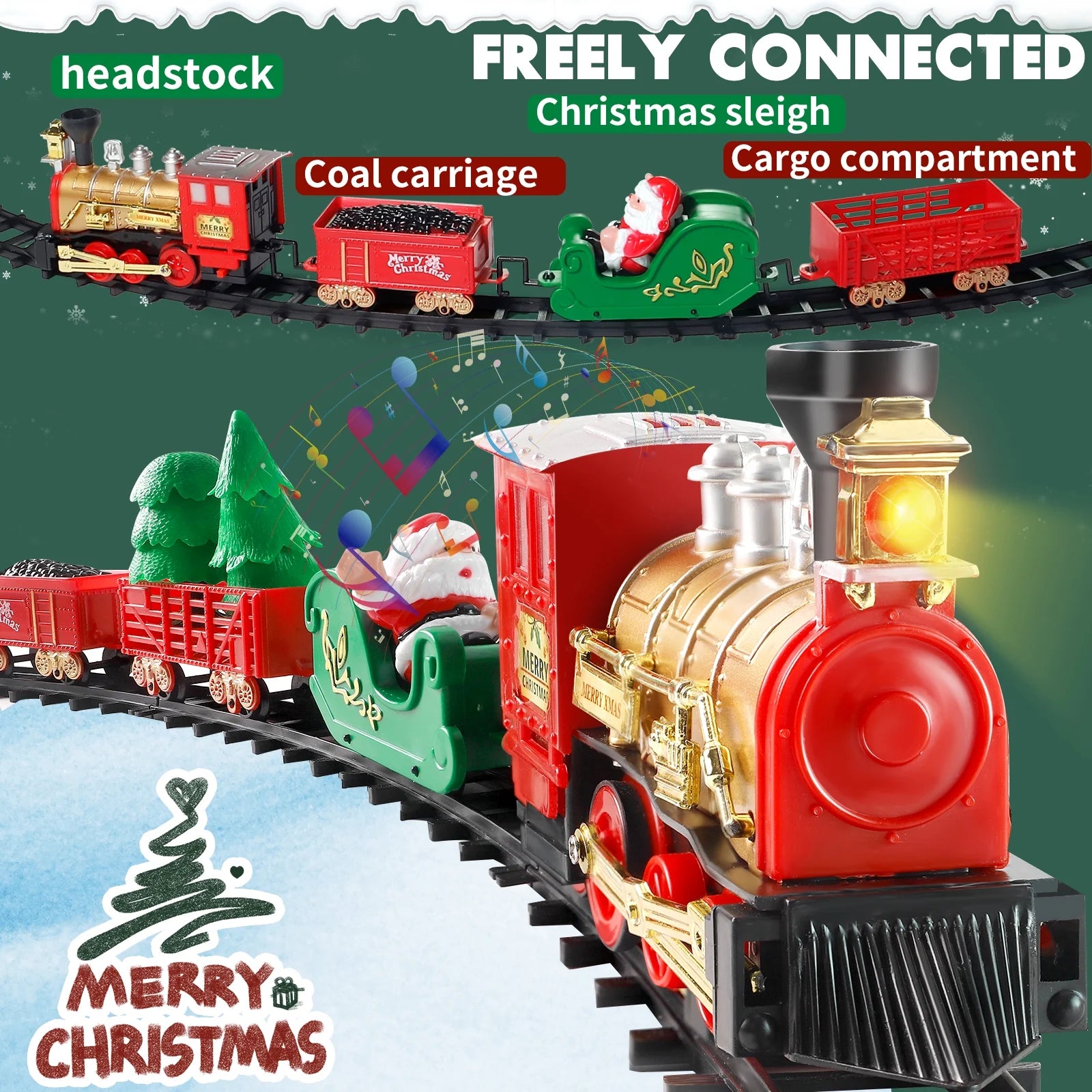 Christmas Train Set Electric Train Toy for Boys Girls Railway Kit under around the Christmas Tree with Sounds Lights Pet's Supplies |