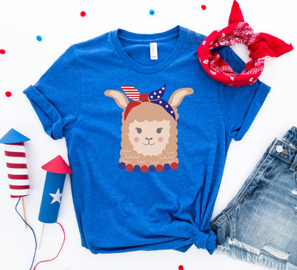 Patriotic Llama Girl T-shirt