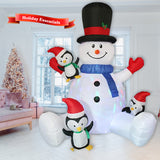 7ft Inflatable Snowman with Penguins Yard Decoration