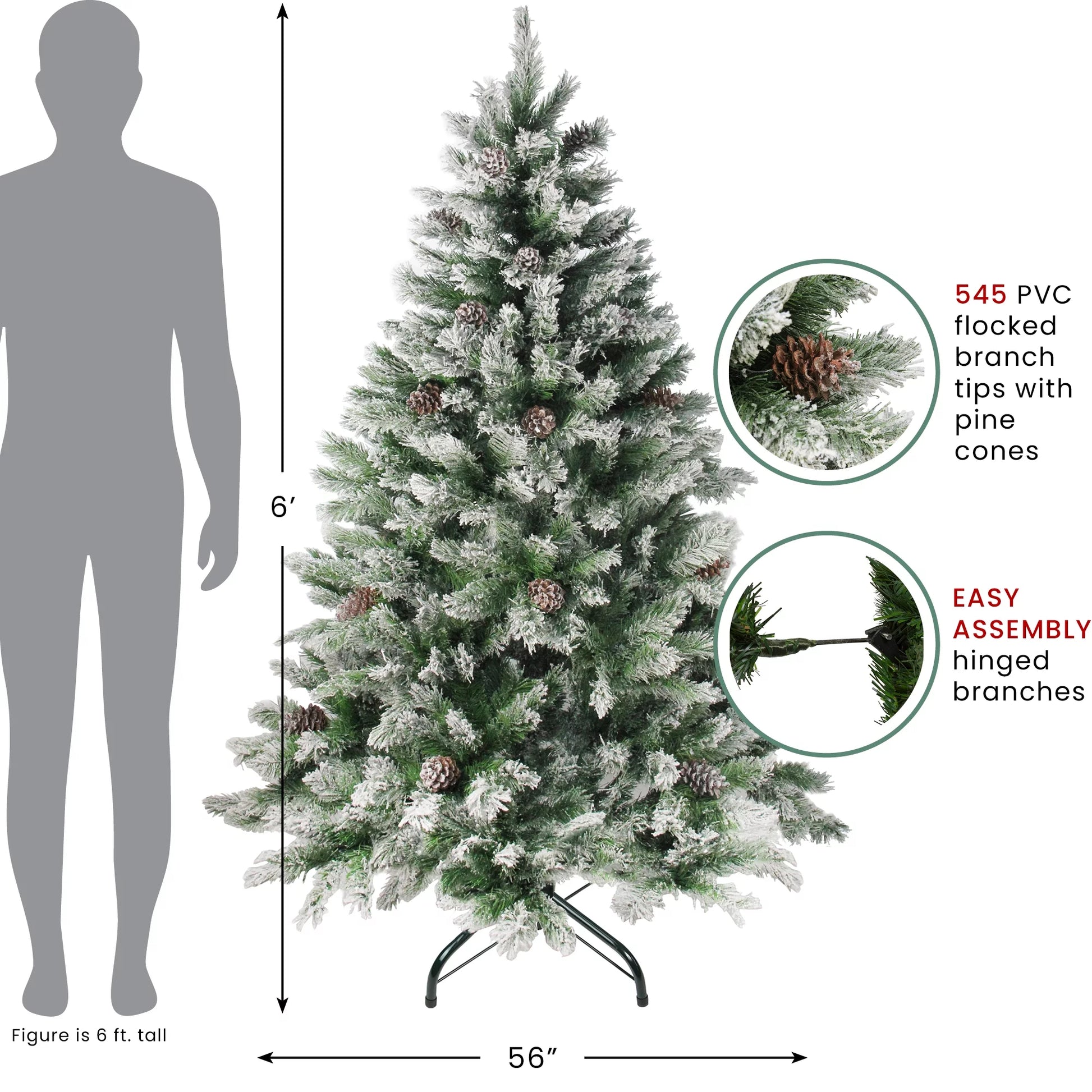 Medium Flocked Angel Pine Artificial Christmas Tree - 6' - Unlit Pet's Supplies |