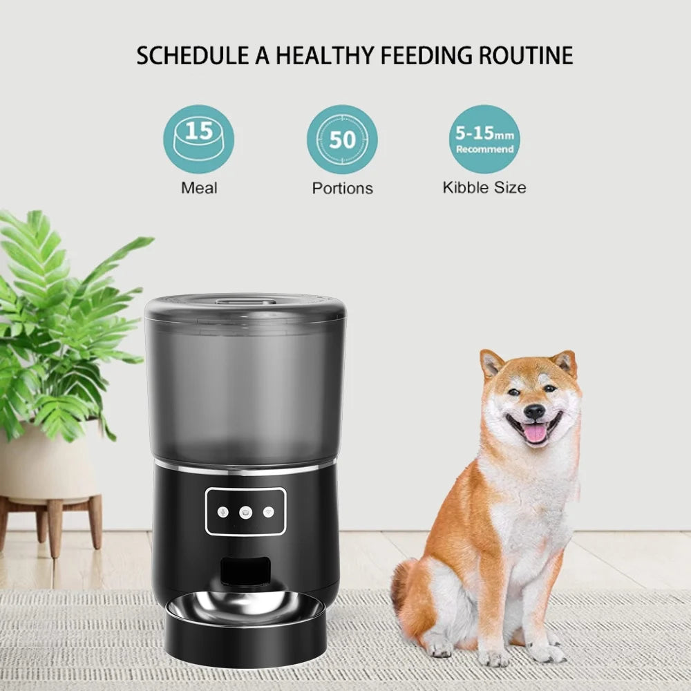 Wifi Pet Feeder Automatic Smart Dog Cat Dry Food Dispenser Feeding Bowl 4L Black Pet's Supplies |