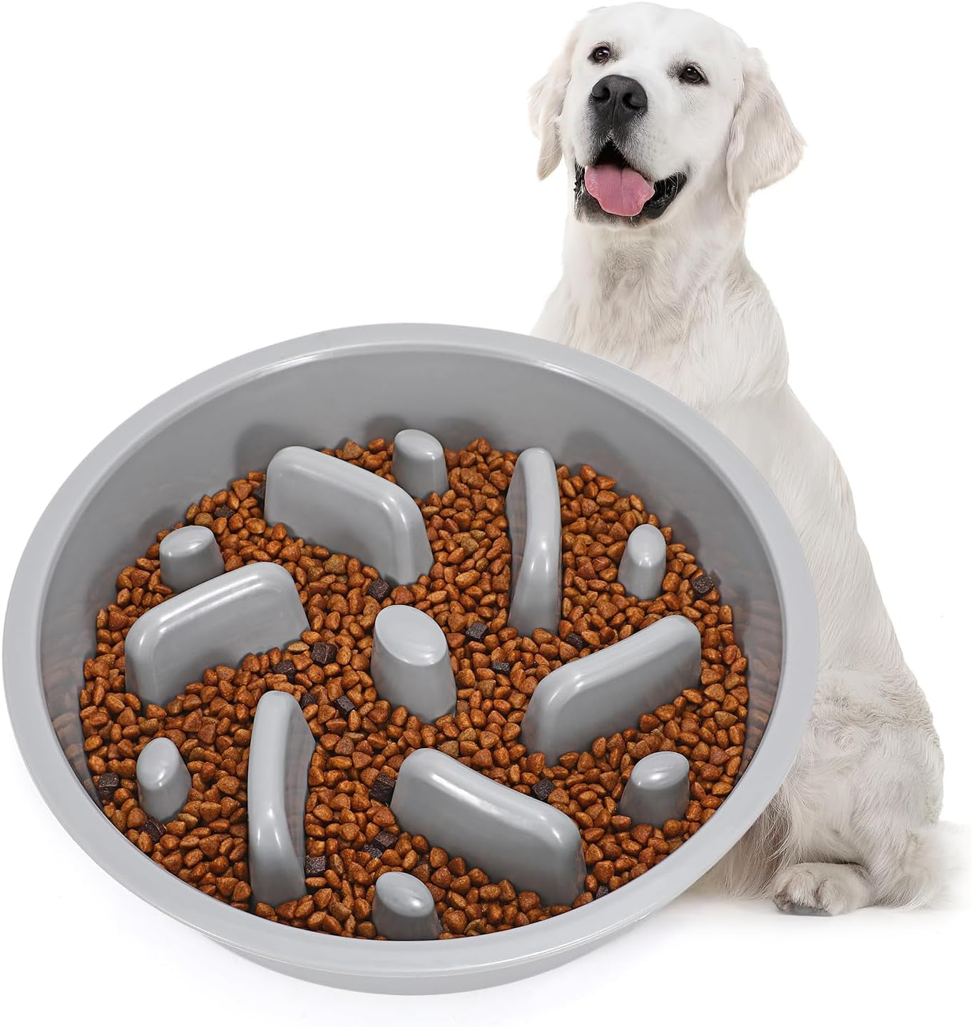 Dog Bowl Slow Feeder - Fun Maze Puzzle, Bpa-Free Plastic, Promotes Healthy Eating, Fits Elevated Feeders, Non-Slip, Suitable for All Food Types, 600Ml Pet's Supplies |