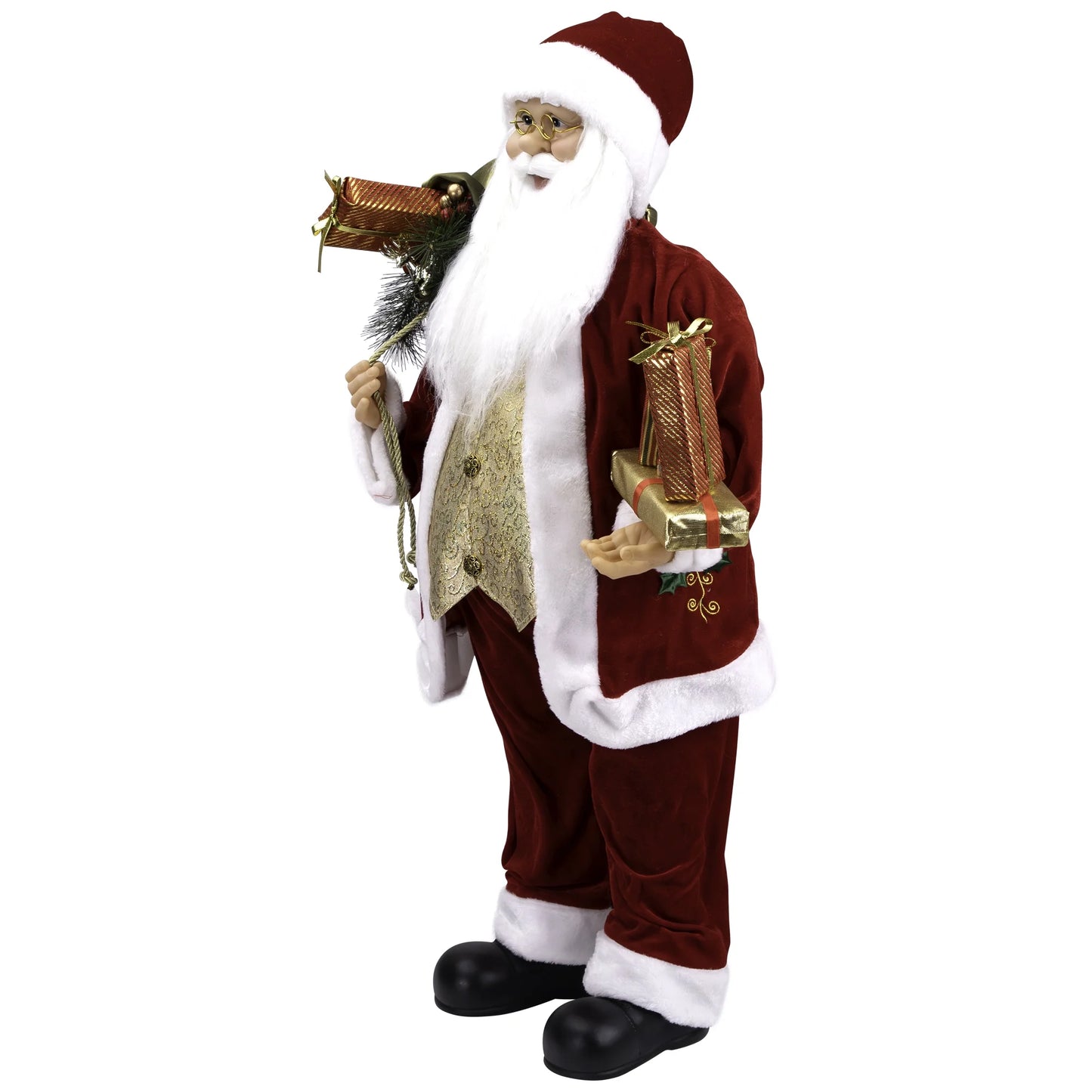 Holly Berry Santa Claus with Presents Christmas Figure - 36"