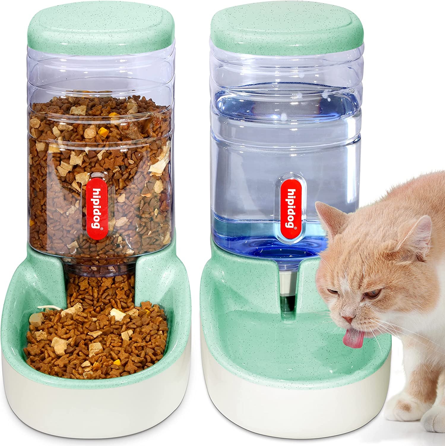 Pets Cats Dogs Automatic Waterer and Food Feeder 3.8 L with 1 Water Dispenser and 1 Pet Automatic Feeder (Green) Pet's Supplies |