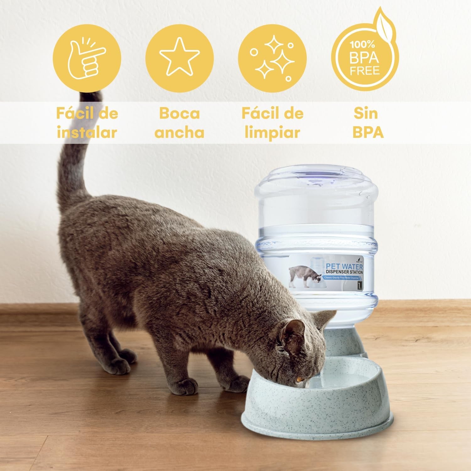 Automatic 1-Gallon Pet Feeder, Easy to Clean, Supports Multiple Pets, Ideal for Cats and Dogs