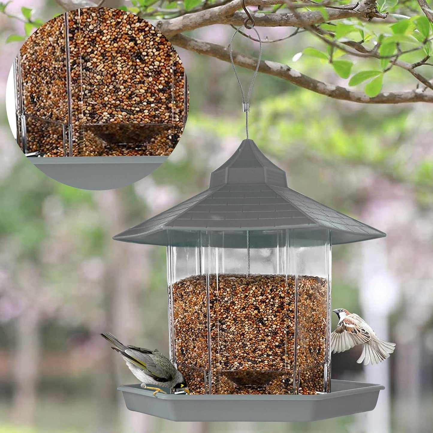 Wild Bird Feeder,Bird Feeders Squirrel Proof for Outside,Bird Feeders for Outdoors Hanging,Bird Feeders for outside Clearance, Gray Pet's Supplies |