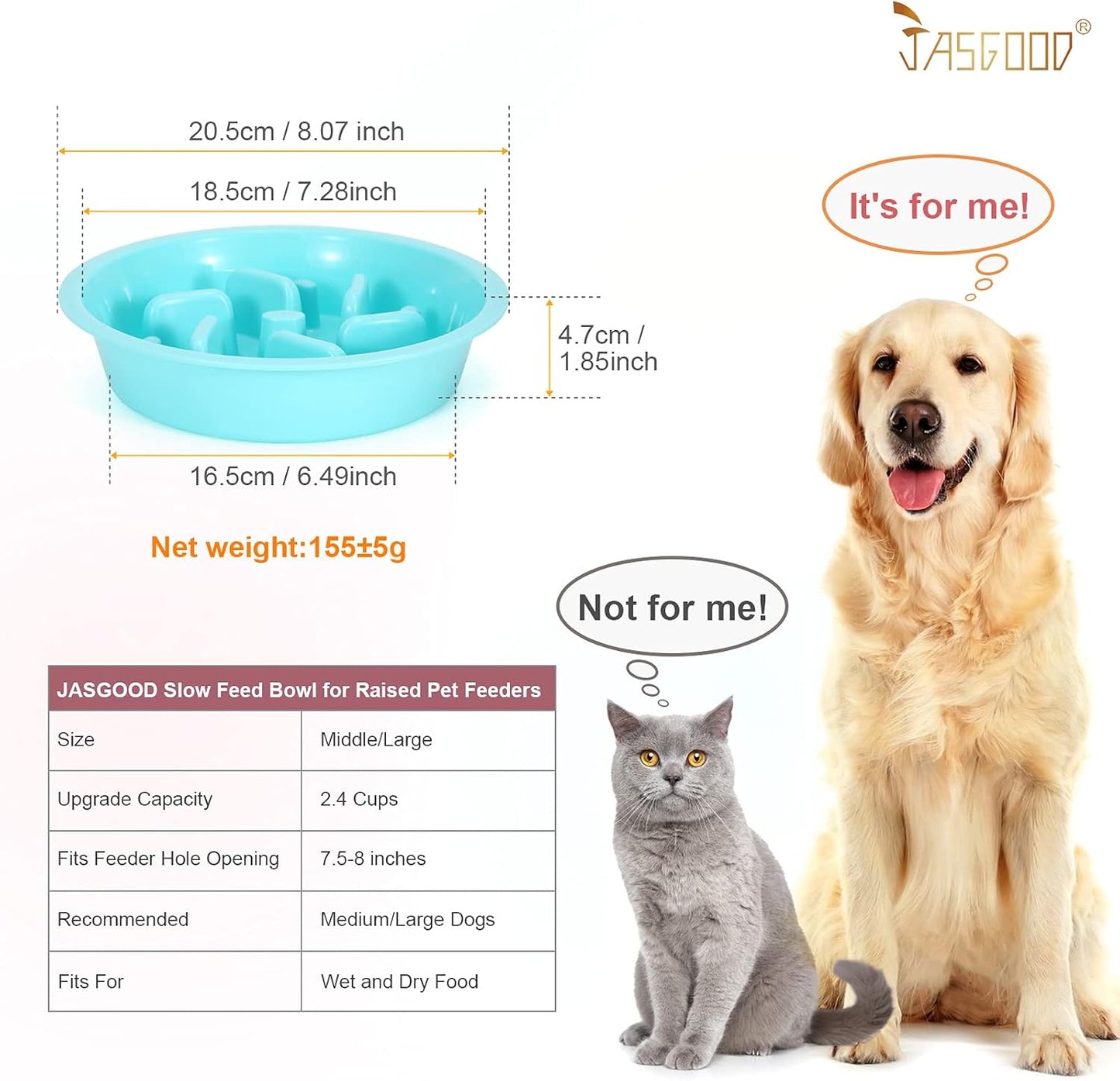 Slow Feeding Dog Bowl for Raised Pet Feeders Blue Maze Food Water Bowl Compatible with Elevated Diners(Blue,Fit Opening Fit Opening 7.5"-8")