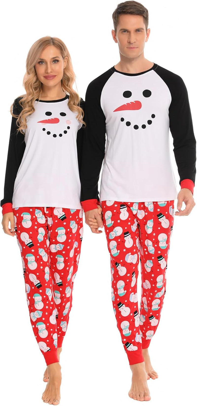 Christmas Matching Couple Pajamas Sets Family Xmas Jammies Casual Long-Sleeve Sleepwear Sets Festival PJ Set