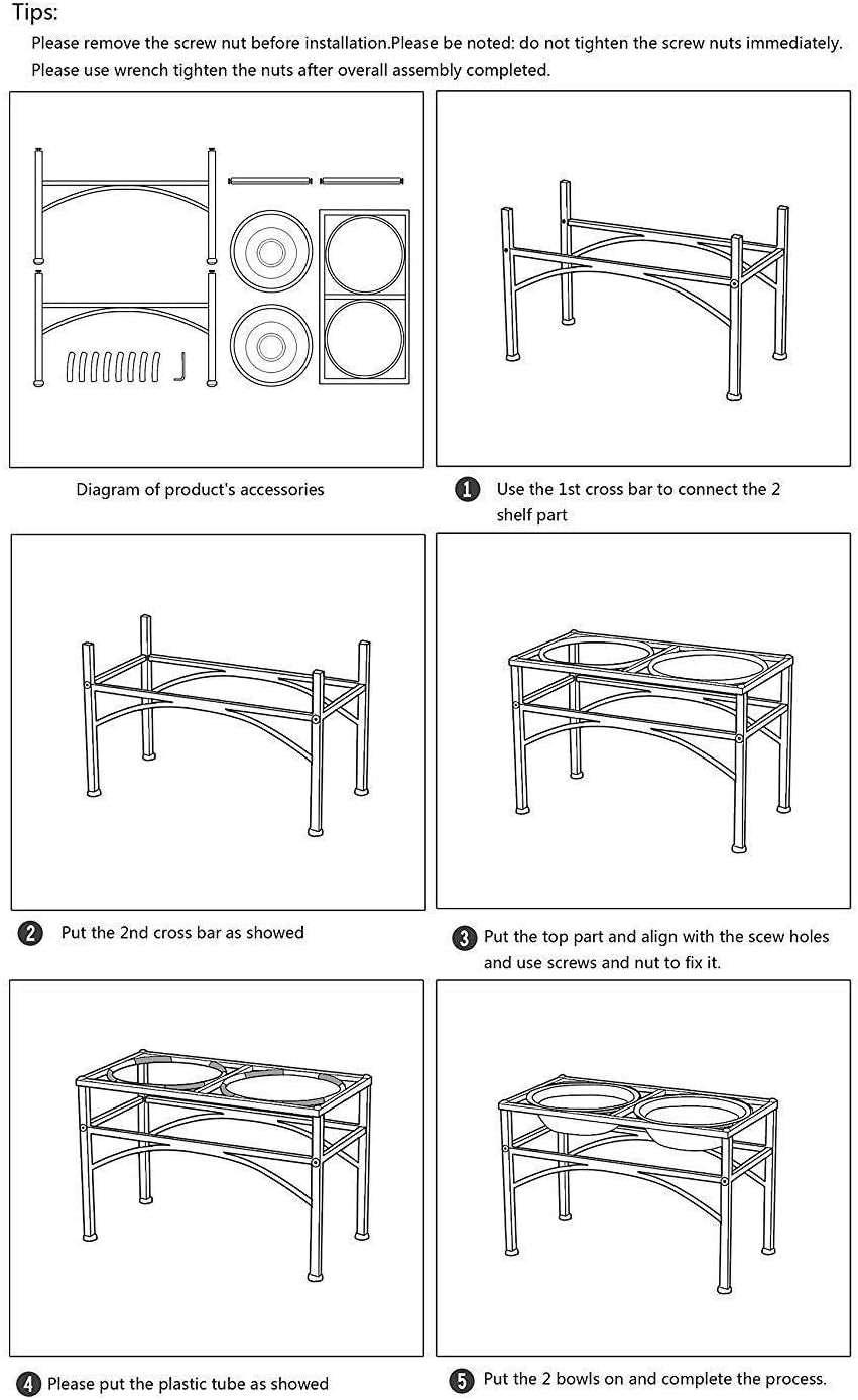 Elevated Dog Bowls Raised Pet Feeder Cat Food & Water Diner Stand Set W/ 2 Removable Stainless Steel Bowls (2 Quarts/13.77" in Height) Pet's Supplies |