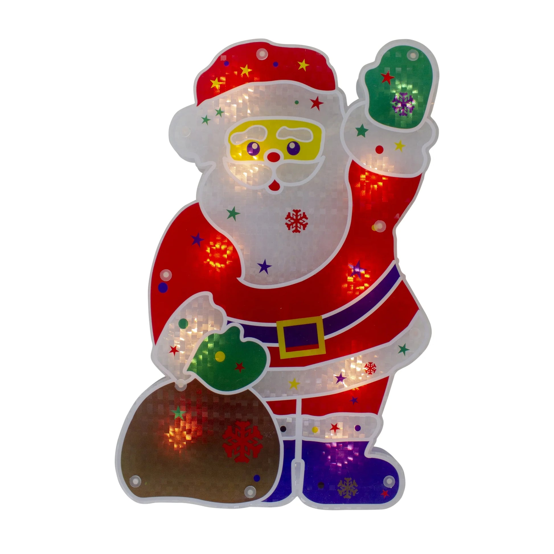 Lighted Holographic Santa Claus Christmas Window Silhouette - 13" - Clear Lights Pet's Supplies |