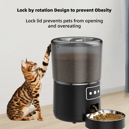 Wifi Pet Feeder Automatic Smart Dog Cat Dry Food Dispenser Feeding Bowl 4L Black Pet's Supplies |