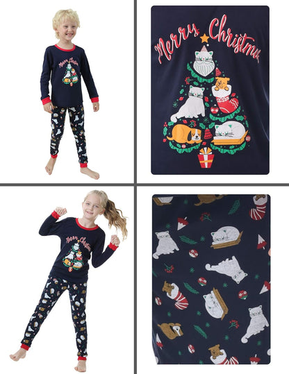 Family Matching Pajama Sets Cute Christmas Tree Sleepwear Snowman Holiday PJS for Couples and Kids