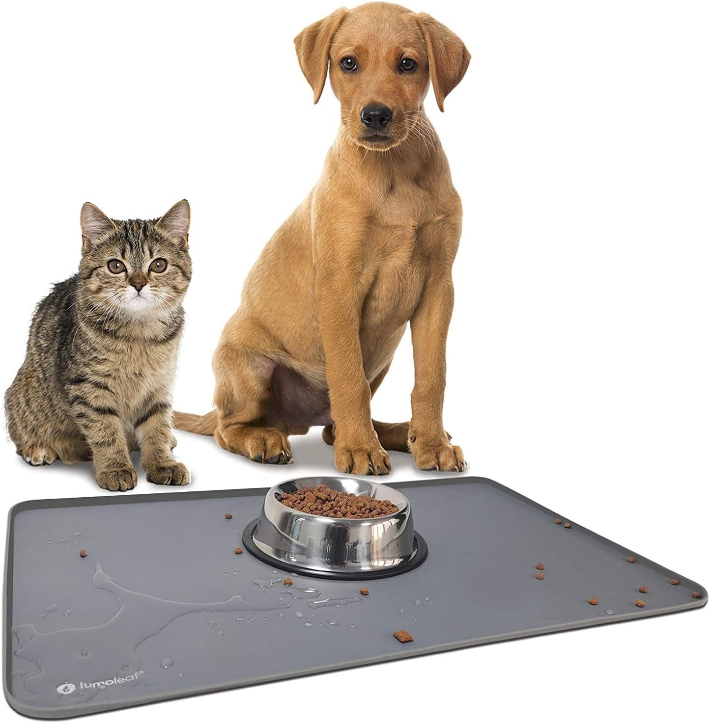 22X13.5 Inches Dog Food Mat - Waterproof Dog Cat Bowl Mat for Food and Water, Non-Slip Silicone Rubber Placemat for Feeding - Raised Edges to Prevent Spills - Easy to Clean - Boot/Shoe Tray Pet's Supplies |