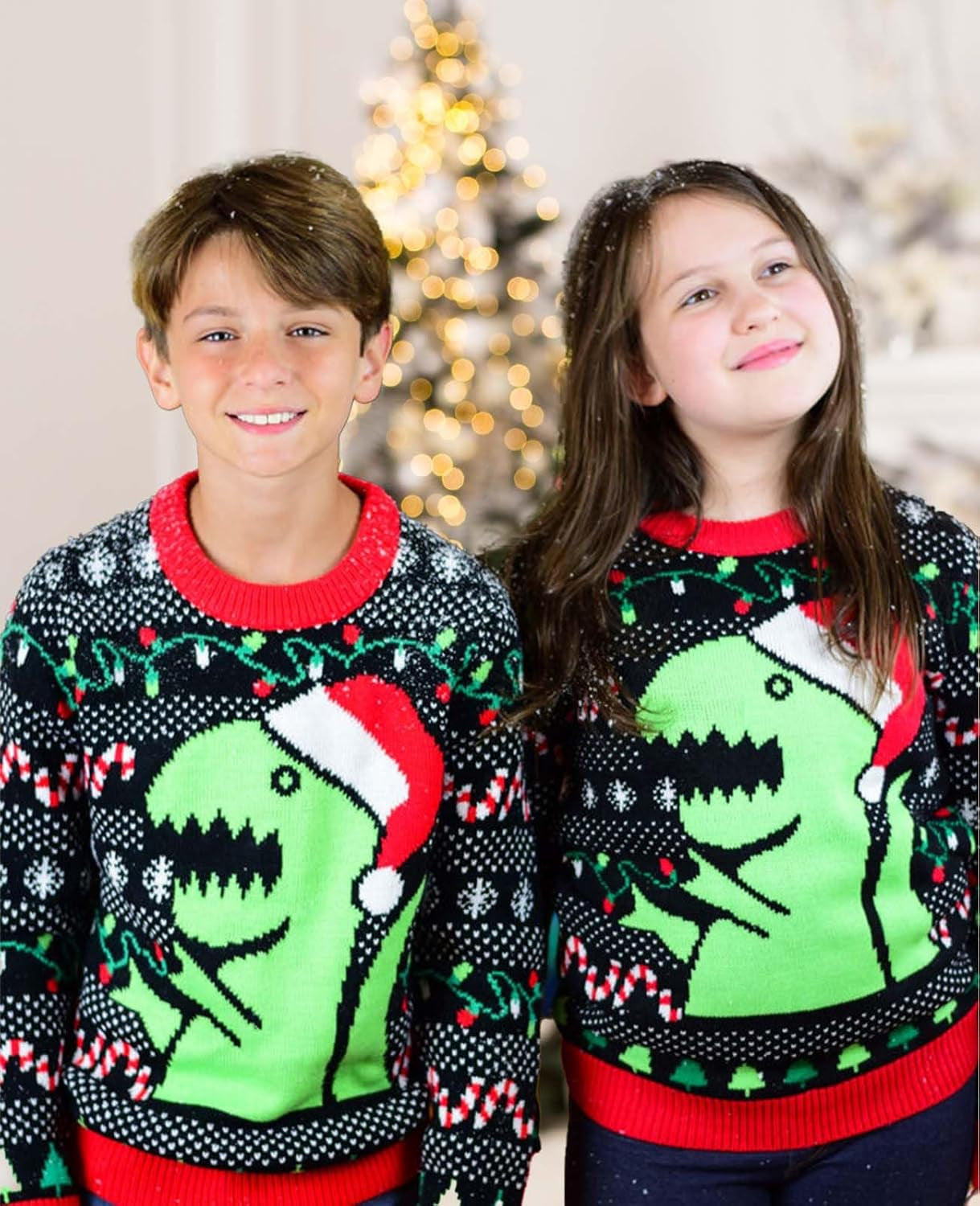 Trex Ugly Christmas Sweater Dinosaur Dino Gift for Boys Girls 2Yr - 12Yr