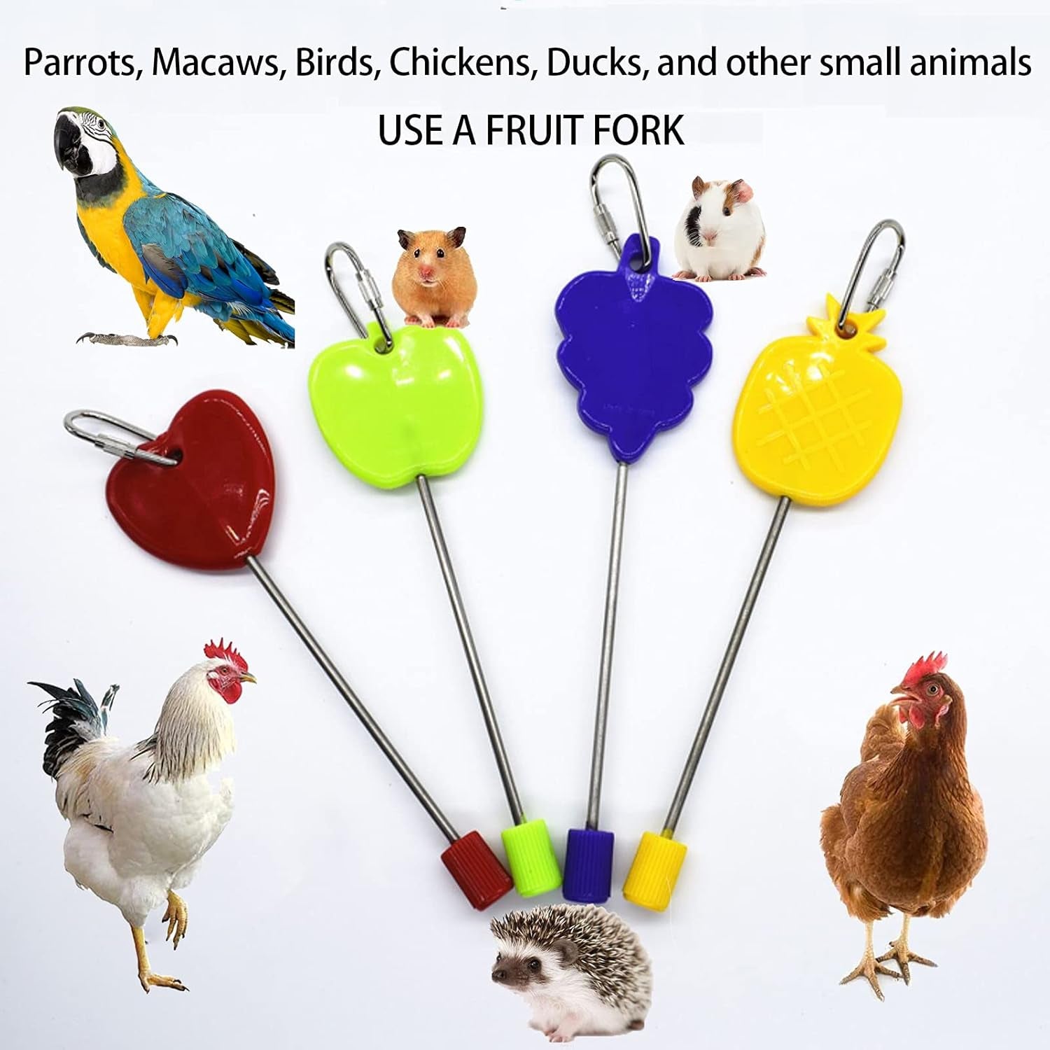 2 Pack Bird Food Holder, Pet Parrot Feeders, Stainless Steel Birds Fruit Vegetable Stick Holders, Foraging Toy, Bird Treat Skewer Pet's Supplies |