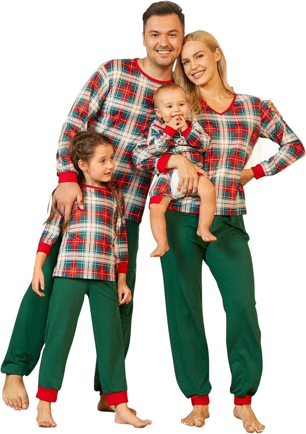 Christmas Pajamas for Family, Matching Family Christmas Pjs Sets Red Elk Tree Printed Top Sleepwear