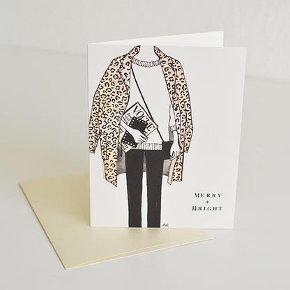 Fashion Illustration Leopard Jacket Fashion Christmas Card