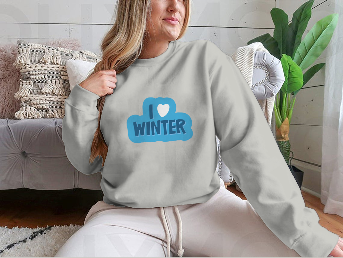 I Love Winter Christmas And New Year with a heart Motivational Design