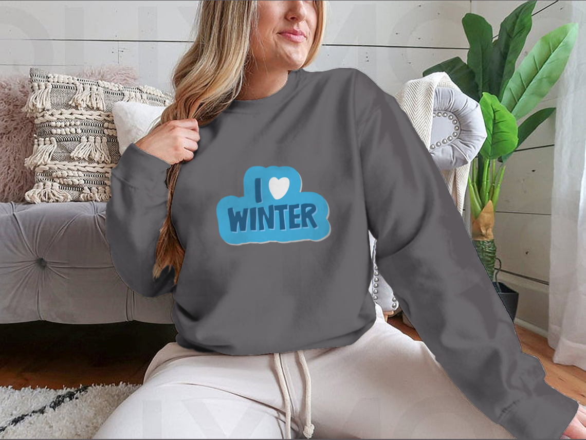 I Love Winter Christmas And New Year with a heart Motivational Design