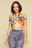 Crop Halter Top, Self-tie