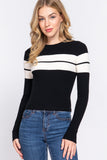 Buying Guide: Stylish and Healthy Dresses 2023 | Fashionably Fit | Long Slv Stripe Rib Sweater