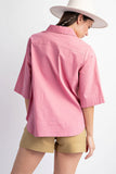 Half Slvs Stretch Poplin Button Down Shirt