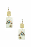 Clay Flower Rectangle Dangle Earring