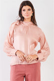 El Mirage Chiffon Bishop Sleeve Tie-neck Blouse Top