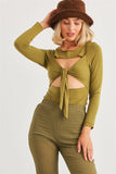 Buying Guide: Stylish and Healthy Dresses 2023 | Fashionably Fit | Green Cut-out Tie Knit Long Sleeve Bodysuit