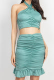 Halter Neck Crop Top & Skirts Set