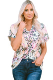 Leopard Dyed Notch V Neck Blouse