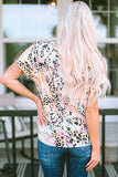 Leopard Dyed Notch V Neck Blouse