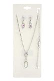 Marquise Shape Rhinestone Bracelet Necklace Set